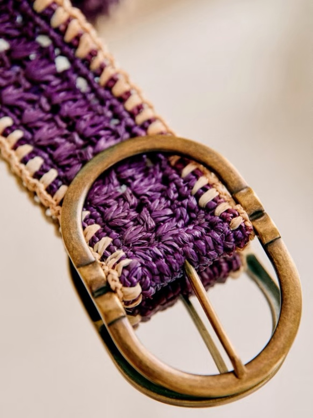 SEZANE FÉTICHE BELT. VIOLET RAFFIA. NWT